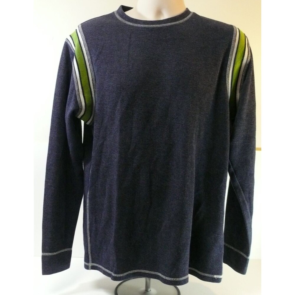Men's RED CAMEL Pullover long sleeve T-Shirt contrast color flatlock stitching L